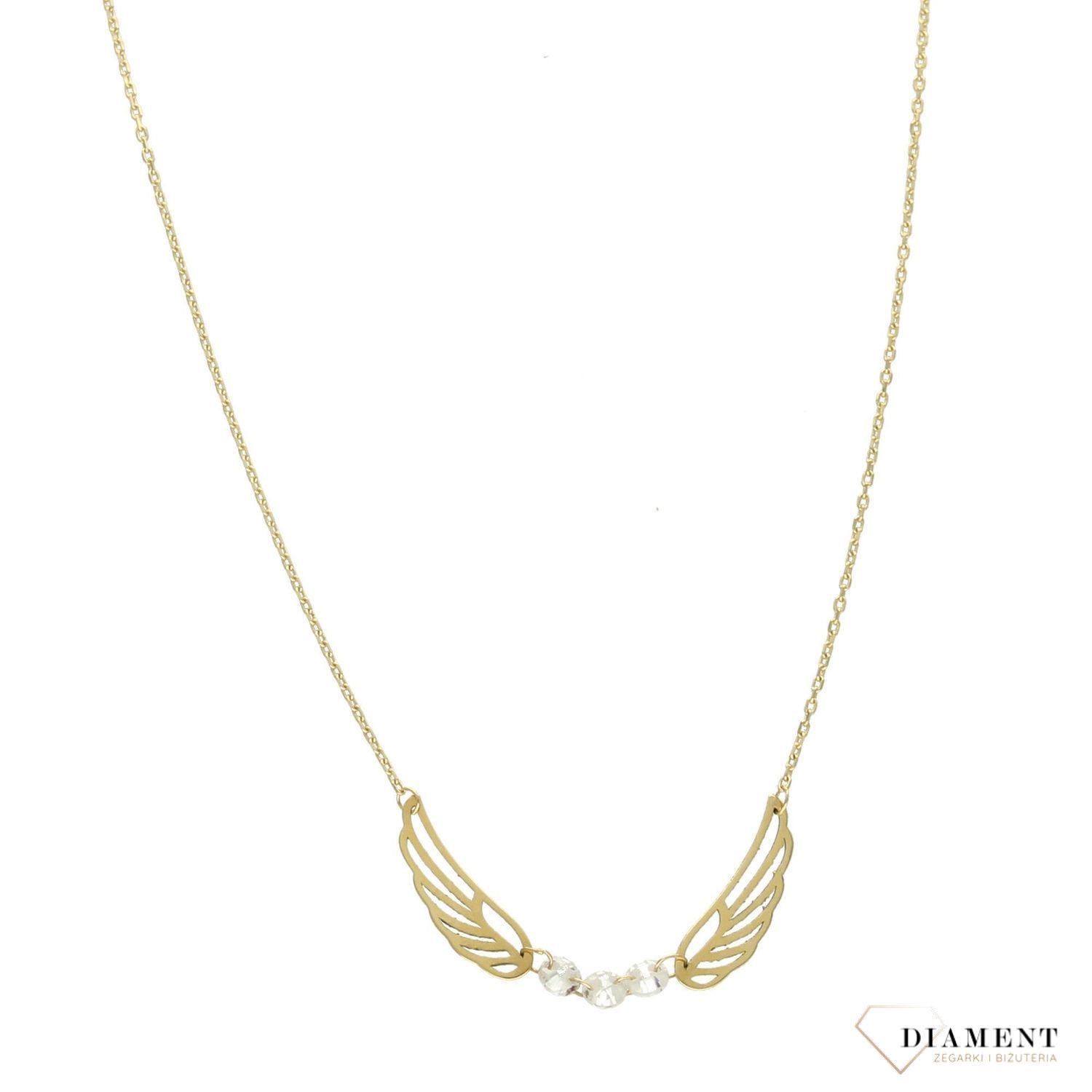 Naszyjnik złoty celebrytka 585 skrzydła i cyrkonia NA 2094.jpg